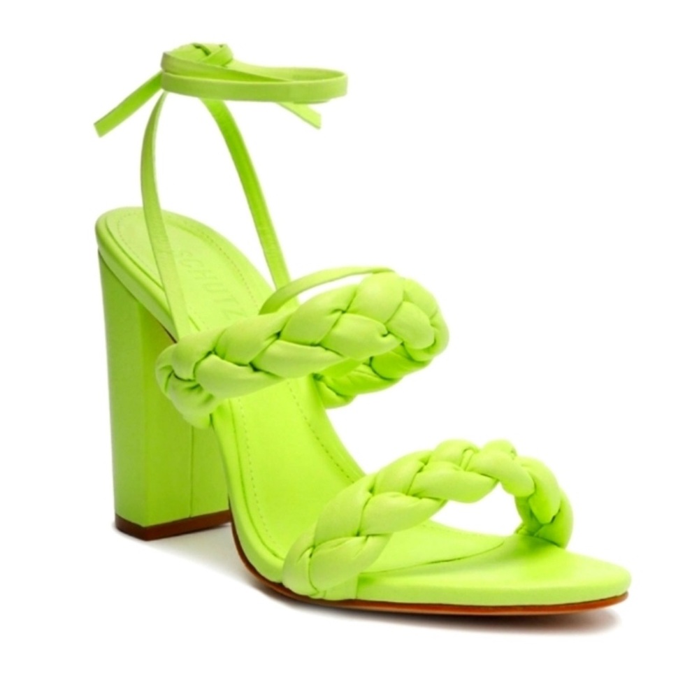 Schutz Zarda High Block Green sandal